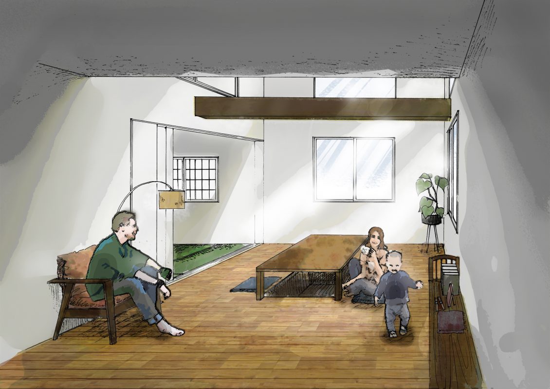 川口市里・山際建設より、2棟同時・デザイン注文住宅が完成いたしました。<br />
こちらは〔光の吹き抜け〕の和モダンな住宅となります。
